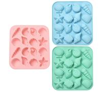Stiesy Marine Silicone Moulds 3Pcs Reusable Sea Shell Conch Chocolate Mould Ocean Starfish Candy Molds for Baking Fondant Cake DIY Soap Pudding Party Snacks Treats