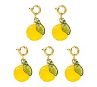 Stiesy Orange Fruit Charms with Brass Spring Clasps Natural Agate Handmade Fruit Dangle Charms Bulk for Necklace Bracelet Jewelry Keychain Stitch Markers Making 5pcs