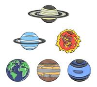 Stiesy Planet Space Funny Enamel Pins 6Pcs, Alloy Electrophoresis Black Earth Mars Mercury Jupiter Shape Badges Lapel Metal Brooch for Backpacks, Hat, Clothes, Jackets, Sci-Fi Galaxy Theme Accessories