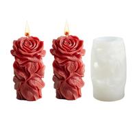 Stiesy Rose Pillar Candle Moulds, Valentine's Day Silicone Mold Scented Aromatherapy Candle Making Mould 3D Resin Epoxy Casting Molds for DIY Wax Soap Crafts Gypsum Wedding Romantic Home Decor