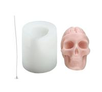 Stiesy Skull Candle Moulds, Halloween Silicone Candle Mold with 50Pcs Candlewick, 3D Skeleton Resin Mould Skull Gypsum Molds for DIY Wax Soap Candles Aromatherapy Crafts Home Table Party Decor