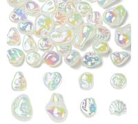 Stiesy UV Plated Imitation Baroque Pearl Beads 32Pcs, 8 Styles Irregular Shapes Iridescent Acrylic DIY Craft Beads Bulk for Premium Jewelry Making Wedding Party Craft Supplies