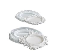 Stiesy Vintage Oval Tray Resin Mould, 2Pcs Reusable Relief Photo Frame Mold Candlestick Mat Trays Coasters Silicone Molds, Candle Dish Holder Mould for Jewelry Display DIY Cake Craft Home Table Decor