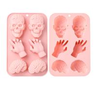 Stiesy Zombie Silicone Moulds 2Pcs Realistic Halloween Skull Hand Brain Shape Chocolate Moulds Nonstick Human Organ Molds for DIY Creative Fondant Cake Soap Dessert Jelly Pudding Resin Craft Supplies