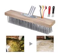 Stiff Bristle Broom - Heavy Duty Steel Push Brush, Durable Outdoor Cleaning Tool, Strong Deck, Rugged Patio Scrubber Head, Reliable Hard Cleaner | Robust Metal Holder For Concrete Ston