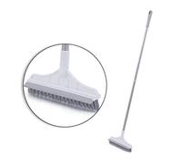 Stiff Broom Mop, 2 in 1 Stainless Steel Long Handle Scrubber Floor Brush Rubber Squeegee Tile Cleaning Joint Tote Corner Dust Brush with 120 Degree Rotating V-shaped Head