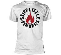 Stiff Little Fingers (SLF) - Flame Logo White T Shirt Merch (Punk) Size L