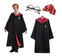 STIFFENERS 3 Pcs Wizard Costume, Wizard Cloak Magic Robe Costume, Wizard Robe Magician Costume Cosplay Set With Wizard Tie Glasses Frame For Carnival/Halloween/Cosplay/Party