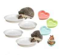 STIFFENERS 7-Pair Hedgehog Feeding Station, Small Animal Food and Hedgehog Water Bowl Set, Flat Edge and Heart-Shaped Hedgehog Feeder for Garden Wildlife, Hamster and Rabbit Food Bowl