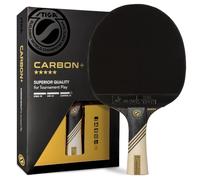 STIGA Carbon+ Ping Pong Paddle - 7-ply Extra Light Carbon Fiber Blade - 2mm Premium Sponge - Concave Pro Handle for Exceptional Grip - Performance Table Tennis Racket for Tournament-Level Play Red
