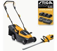 Stiga Collector 136E Battery Lawnmower 34Cm & Ht100E Battery Hedge Trimmer Kit