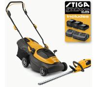 Stiga Collector 140E Battery Lawnmower 38Cm & Ht100E Battery Hedge Trimmer Kit