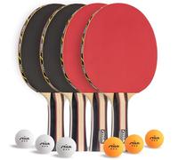 STIGA Performance 4 Player Ping Pong Paddle Set of 4 - Table Tennis Rackets, 6 - 3 Star Orange and White Balls