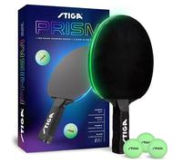 STIGA Prism LED Ping Pong Paddle - 5 LED Color Cycles - Red, Blue, Green, Purple, and White - Color Gradient Mode - Includes 3 Glow-in-The-Dark Balls - 1.5mm Sponge with Smooth Pips - Silicone Grip