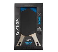 STIGA Sonic V2 Table Tennis Set - 2 Cybershape Rackets & 3 Balls - ITTF-Approved Rubber - Perfect for Beginners, Families & Hobby Players