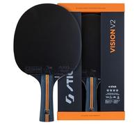 STIGA Vision V2 4-Star Table Tennis Bat - Speed & Control Racket, 5-Ply Blade, Concave Handle, Crystal Technology, ITTF Approved Rubber, 2.0 mm Sponge