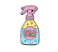 Stigma Be-Gone Enamel Pin Badge - Mental Health Awareness Spray Bottle Lapel Pin, Cute Pastel Statement Brooch for Jackets, Backpacks, Hats, Bags & Gifts