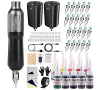 STIGMA Tattoo Kit Wireless Rotary Pen Transfer Paper,10 Inks & Practice Skin with 2Pcs Batteries 20Pcs Tattoo Cartridges Needles for Beginners and Tattoo Artists STP7KIT-1