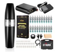 Stigma Tattoo Pen Machine Kit Rotary Complete Tattoo Set with 20Pcs Cartridges Needles Power Supply with Plastic Box for Beginners