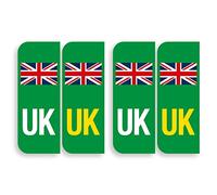 stika.co 2 Pairs of Road Legal United Kingdom Symbol Car Reflective Vinyl Stickers, Number Plate Decal for European Roads After Brexit - UK Flag Electric EV Vehicles - 2 Pairs (2X Front + 2X Back)