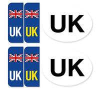 stika.co 2 Sets of Road Legal United Kingdom Symbol Car Reflective Vinyl Stickers, Number Plate Decal for European Roads After Brexit - UK Flag Stickers - 2 Packs