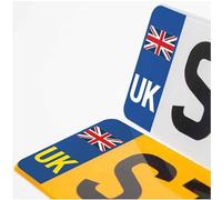 stika.co 2 Sets of Road Legal United Kingdom Symbol Car Reflective Vinyl Stickers, Number Plate Decal for European Roads After Brexit - UK Flag Stickers (2X Front + 2X Back)