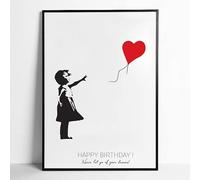 stika.co A1, A2, A3 Personalised Banksy Girl with Balloon Graffiti, Street Art Gifts, Wall Art Poster, Home decor, 220gms Poster (A1-841 x 594mm)