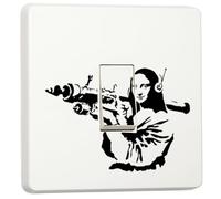 stika.co Banksy-Inspired Set of 2 Single Light Switch Sticker - Mona Lisa, Einstein, Gorilla Mask & Queen Ziggy | Decorative Vinyl Switch Cover for Home, Office & Pop Art Fans (Mona Lisa)