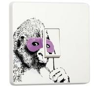 stika.co Banksy-Inspired Set of 2 Single Light Switch Sticker - Mona Lisa, Einstein, Gorilla Mask & Queen Ziggy | Decorative Vinyl Switch Cover for Home, Office & Pop Art Fans (Gorilla with Mask)