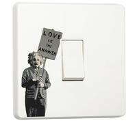 stika.co Banksy-Inspired Set of 2 Single Light Switch Sticker - Mona Lisa, Einstein, Gorilla Mask & Queen Ziggy | Decorative Vinyl Switch Cover for Home, Office & Pop Art Fans (Einstein)