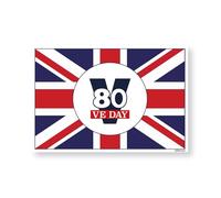 stika.co Celebrate VE Day 80 with Union Jack Flag Commemorative Stickers - Self-Adhesive & Static Cling Vinyl Options (Vinyl, L (220 x 150 mm))