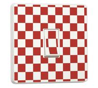 stika.co Checker Print Vinyl Light Switch Stickers - Set of 2 Decorative Skins for Single or Double Switches | Modern Home Decor in Pink, Red, Green, Orange & More (Red, Single)