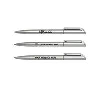 stika.co Custom Printed Espace Gold or Silver Promotional Pens, Ballpoint Personalised Pens, Office, School, Event with your Text/Logo (Set of 10, Silver)