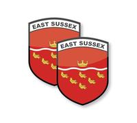 stika.co East Sussex County Flag Vinyl Stickers for Cars and Windows, White Self-Adhesive Decals, 87 x 66mm, Pack of 2