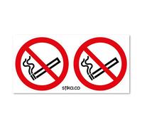 stika.co Ensure Smoke-Free Spaces: Pack of 2 Clear Vinyl No Smoking Sign Stickers (75mm) for Vehicles, Car, Van, Taxi, Coach, Lorry, Bus, Windows, and Shops
