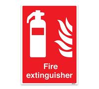 Stika.co Fire Extinguisher Safety Sign, 1mm Rigid Plastic, BS EN ISO 7010 Compliant, Indoor and Outdoor Use, A5 210 x 148mm