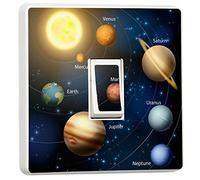 stika.co Galaxy Planets Light Switch Sticker - 82x82mm Vinyl Decal for Single Switches, Easy Application, Solvent-Free Inks, Space-Themed Design