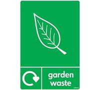 stika.co Garden Waste Recycling Sticker - WRAP Recycle Now Sign - A6 Self-Adhesive Vinyl - BS EN ISO 7010 Compliant - Eco Bin Label for Outdoor Use