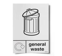 stika.co General Waste Recycling Sticker - WRAP Recycle Now Sign - A5 210 x 148mm Self-Adhesive Vinyl - BS EN ISO 7010 Compliant - Eco Bin Label for Outdoor Use