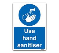 Stika.co Hand Sanitiser Safety Sign Self-Adhesive Vinyl Sticker for Virus Protection, A6 148x105mm, Hygiene and Protection Signs, Schools, Workplace Signage