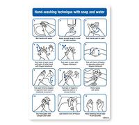 stika.co Hand Washing Technique Poster Sign | A5-210 x 148mm - Hygiene Standards Safety Sign | Toilet & Washroom Sign | School, Office, Preschool | Self-Adhesive Vinyl