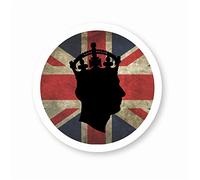 stika.co King Charles III Silhouette, His Majesty King Charles III 2023 Coronation Celebration, Union Jack car Vinyl Sticker (M - 100 x 100 mm)