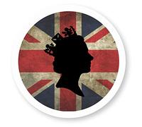 stika.co Large Size Queen's Platinum Jubilee Celebration Sticker, Queen Elizabeth II Silhouette, Union Jack Window Sticker, Static Cling Window Vinyl Stickers (L - 200 x 200 mm)