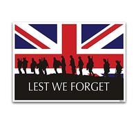 stika.co Lest We Forget Union Jack Flag and Soldiers Rigid Plastic Sign, Armistice Day, War Heroes Armed Forces, 11 November (A3-420 x 297mm)