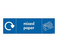 stika.co Mixed Paper Recycling Sticker - WRAP Recycle Now Sign, 200x60mm Vinyl Label - Self-Adhesive, BS EN ISO 7010 Compliant, Eco Waste Bin Sign