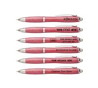 stika.co Multipack Eco-Friendly Wheat Custom Printed Curved Pens Personalised with Your Logo/Text, Promotional Events Schools Giveaway (Set of 20, Red)