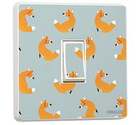 stika.co Pack of 2 Cute Fox Pattern, Design for Single Light Switch Cover Vinyl Sticker