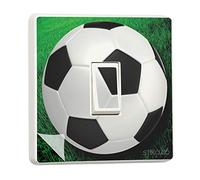 stika.co Pack of 2 Football Light Switch Stickers, Laminated Self-Adhesive Vinyl Light Switch Cover, Kids Sports Bedroom Decor, Single Switch, Peel and Stick