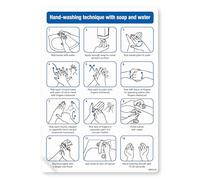 stika.co Pack of 2 Hand Washing Technique Poster Sign - LAMINATED Self-adhesive Vinyl, A5-210 x 148mm - Hygiene Standards Safety Signs - Toilet, Washroom Signs - School, Office, Preschool Signs