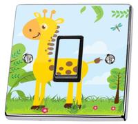 stika.co Pack of 2 Jungle Giraffe Light Switch Stickers, Self-Adhesive Vinyl Light Switch Cover, Kids Bedroom Nursery Decor, Single Switch with Cut-Out, Peel and Stick